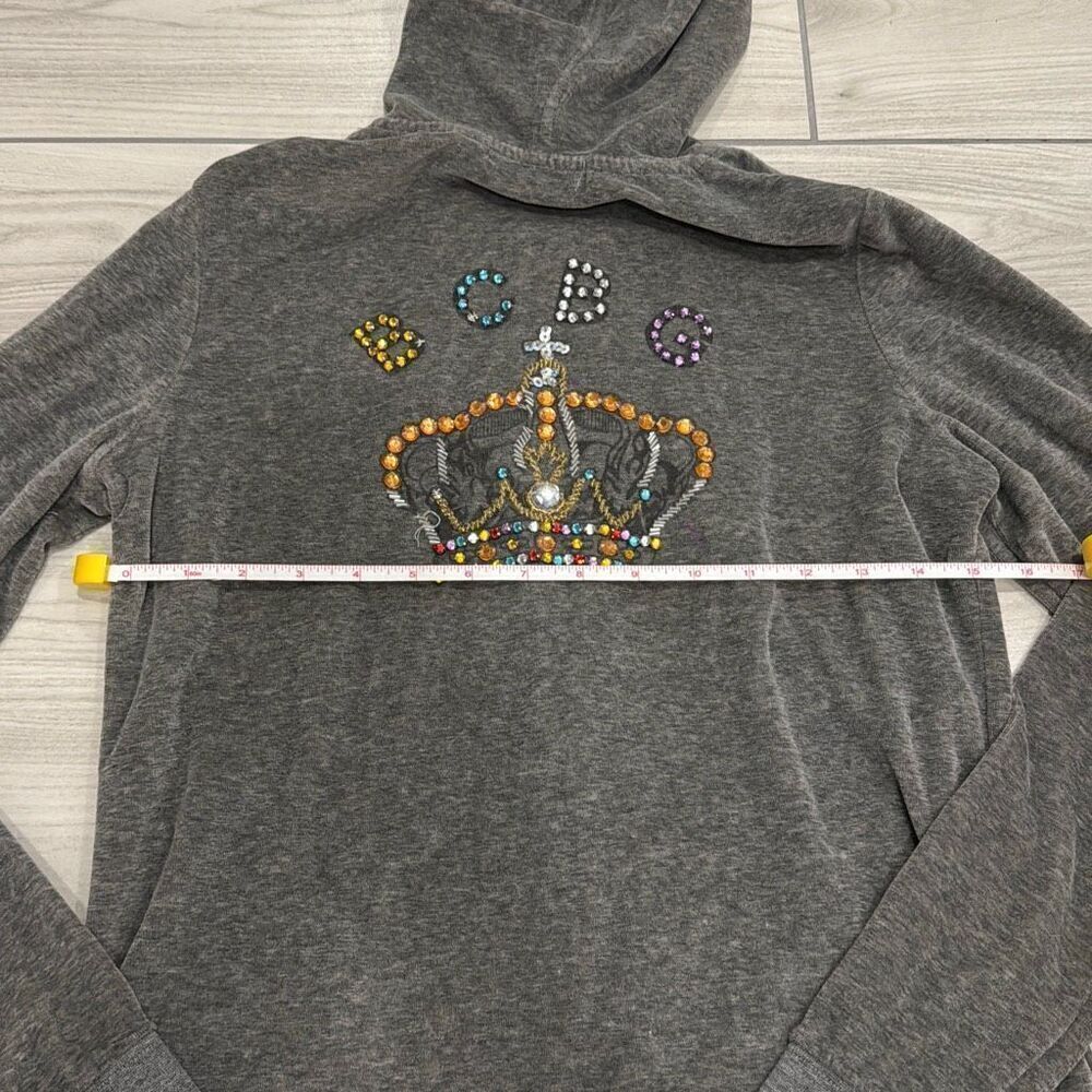 bcbg maxazria gray zip up size medium with a crown jewel detailing sewed on.. su - Picture 5 of 7